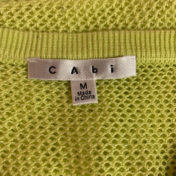 Cabi Light lime green mesh back sweater - Picture 2 of 6
